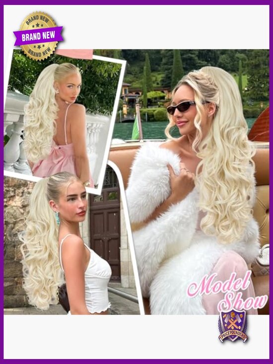 24 Inch Long Curly Wavy Claw Clip Ponytail Extension Hairpiece main image 6